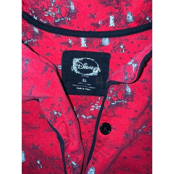 Disney Women's XL Red Classic Winnie the Pooh‎ Pajama Set old money modest Vtg - Picture 5 of 8